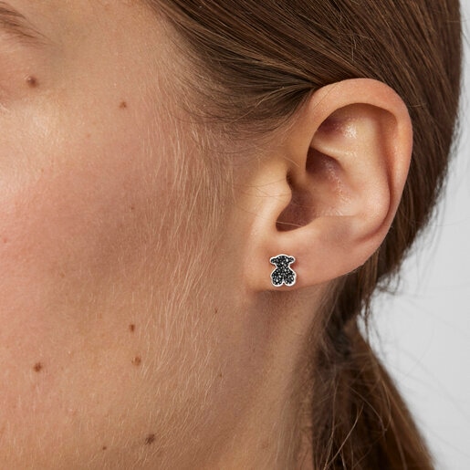 Silver Motif Earrings with Spinels