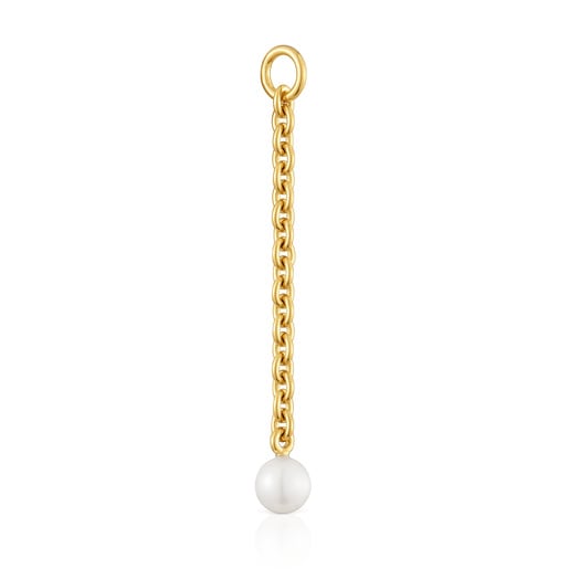 Hold Oval Pendant with 18kt gold plating over silver and cultivated pearl