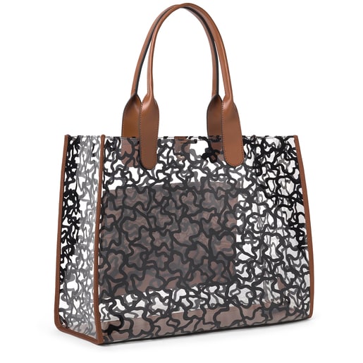 Large brown Amaya Vinyl transparent Shopping bag | TOUS