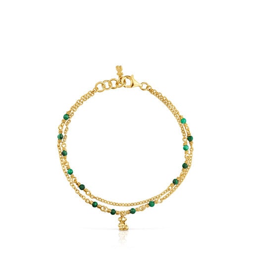 Silver vermeil and malachite Bracelet Bold Bear | TOUS