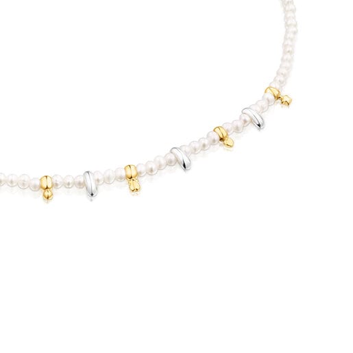 Silver and silver vermeil Virtual Garden Necklace with charms and cultured  pearls | TOUS