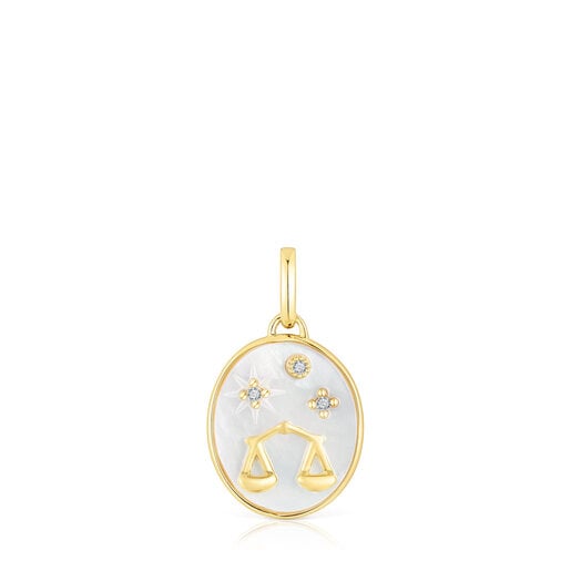 Dije Libra con baño de oro 18 kt sobre plata con nácar y topacios  TOUS Horoscope