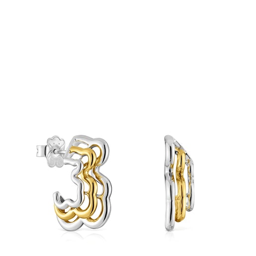 Small two-tone triple bear Bickie Earrings
