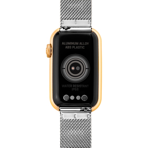 Smartwatch TOUS T-Band Mesh mit Stahlarmband und Aluminiumgehäuse in goldfarbenem IPG-Stahl