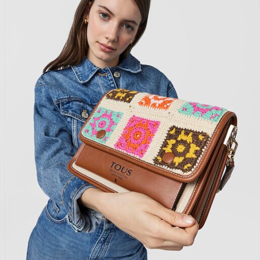 תיק צד Audree TOUS Crochet בינוני בצבעי בז' וחום