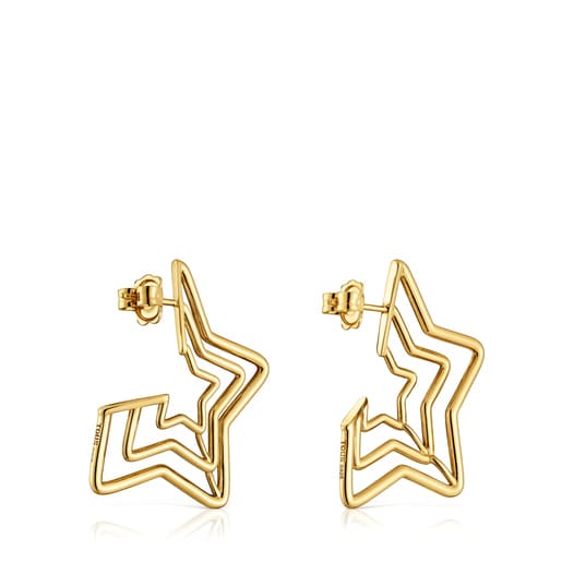 Bickie triple star Earrings with 18 kt gold plating over silver