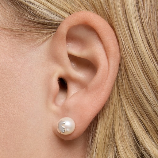 Boucles d’oreilles argent et perles de culture 8,5 mm TOUS Icon Pearl