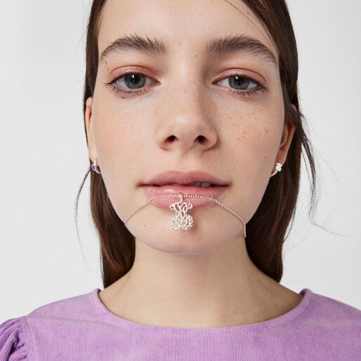 שרשרת כסף בשילוב דובי אושן