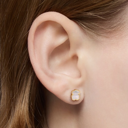 Gold and Mother-of-pearl XXS bear Earrings