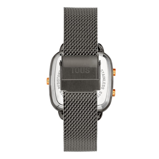 Reloj digital con brazalete de acero IPG gris D-Logo New