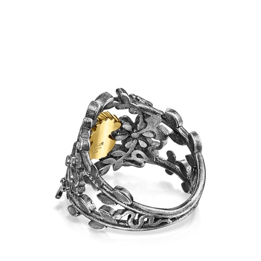 Кольцо Real Mix из оксидированного серебра с покрытием из золота