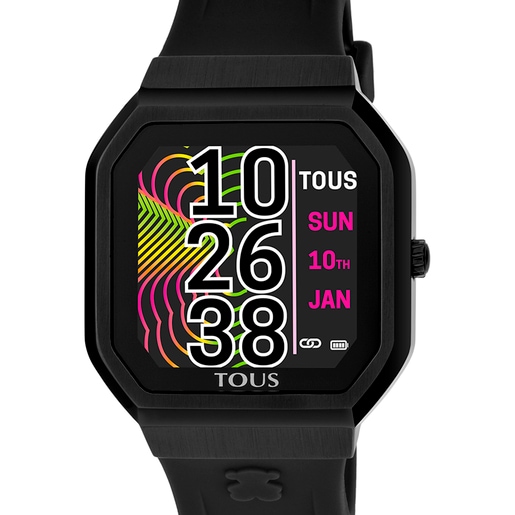 ブラックのシリコンストラップが付いた腕時計 B-Connect Smartwatch