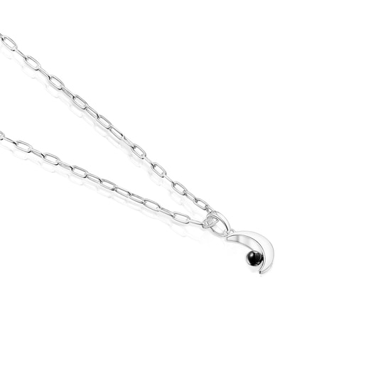 Collier lune Magic Nature en argent et onyx