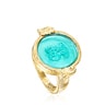 Silver vermeil Oceaan Color cameo Ring with green glass