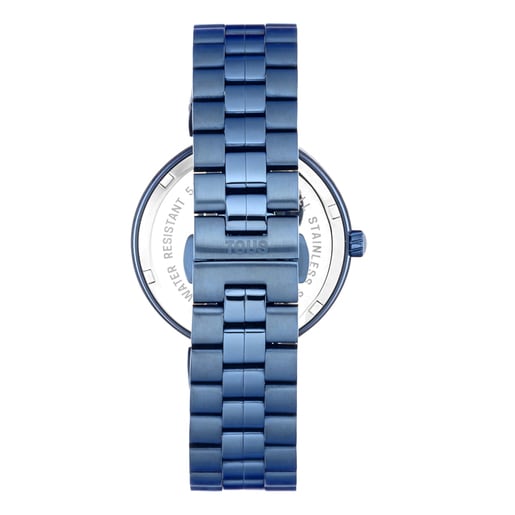 Reloj analógico con brazalete de acero IP azul MARS