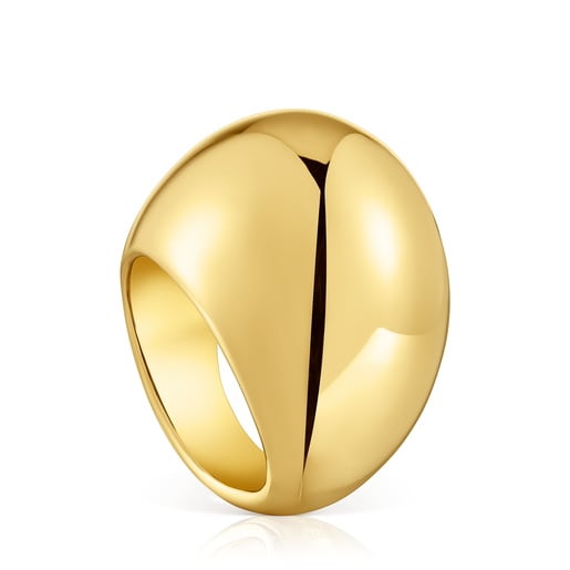 Wide Dome ring with 18kt gold plating over silver Warm