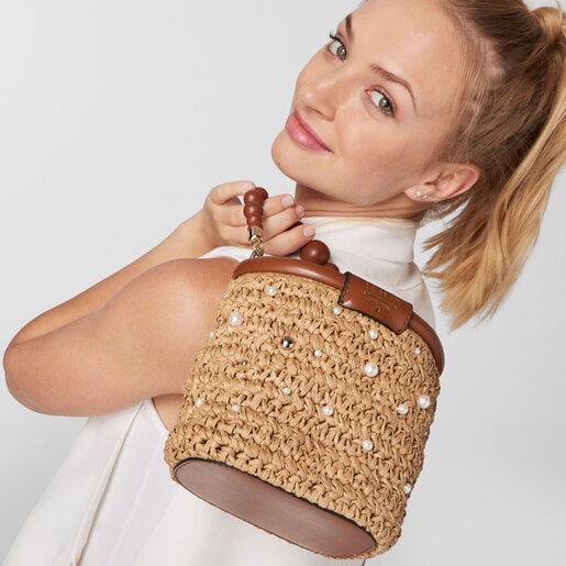 Small beige and brown TOUS Craft Bucket bag