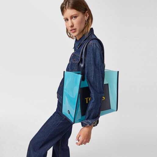 Большая прозрачная синяя сумка-shopping Amaya Vinyl