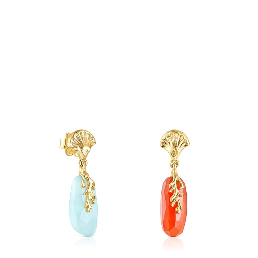 Boucles d’oreilles Oceaan Color en argent vermeil, cornaline et calcédoine