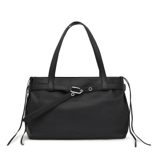 حقيبة تسوق كبيرة الحجم من الجلد باللون الأسود من التشكيلة TOUS Hold