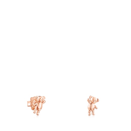 Aretes Teddy Bear con baño de oro rosa 18 kt sobre plata