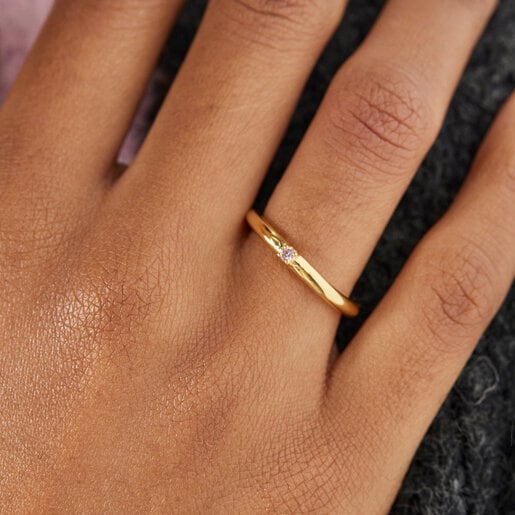 Silver Vermeil And Pink Sapphire Ring Tous Ring Mix Tous