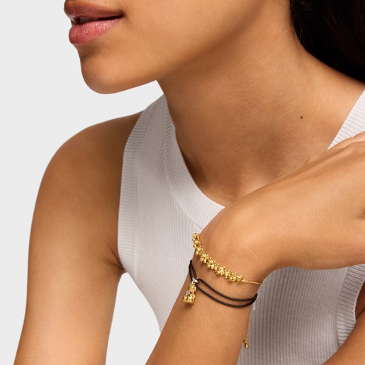 ナイロン素材とツートーンのダブルベア・ブレスレット Bold Bear