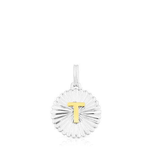 Pendentif médaille lettre T TOUS Alphabet argent et argent vermeil