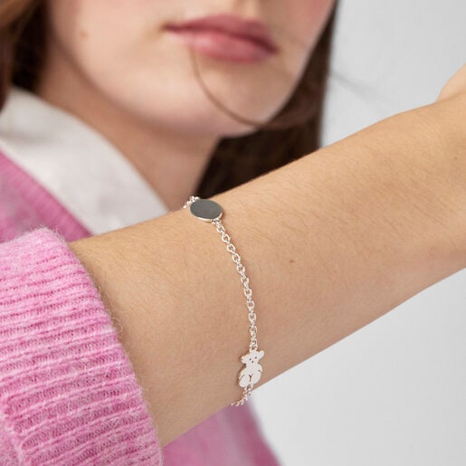 Silver TOUS Bear Bracelet Oval and Bear motifs