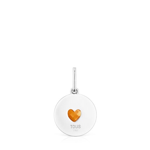 Silver Medallion pendant with carnelian heart Aelita