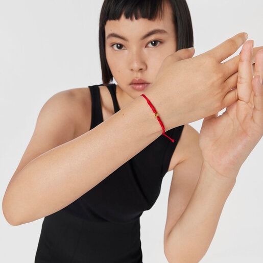 Браслет со звездой Sweet Dolls XXS из золота и красной тесьмы