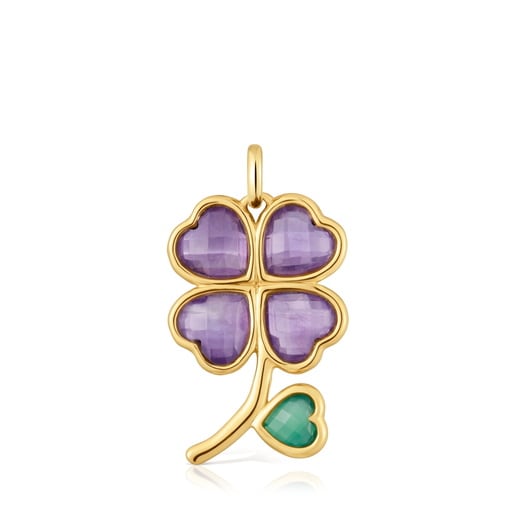 Pendant with 18kt gold plating over silver and gemstones Daisy