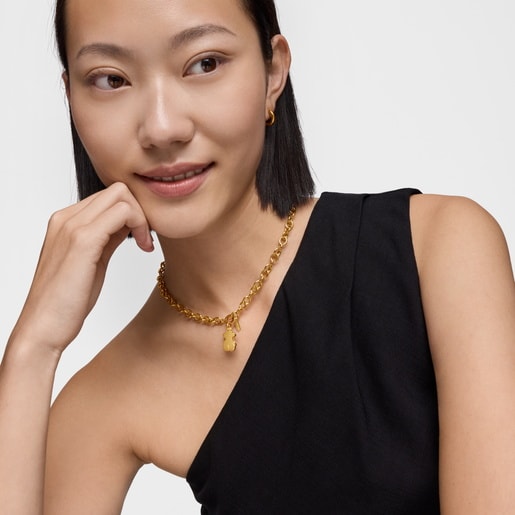 Colgante pequeño oso con baño de oro 18 kt sobre plata Sweet Dolls