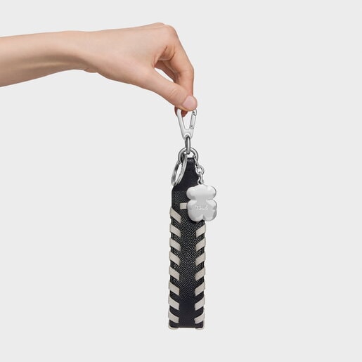 Black and gray Key ring Ribbon Braid