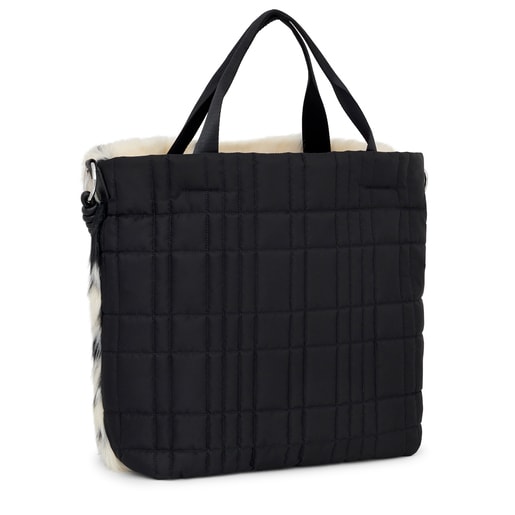 Sac seau TOUS Empire Fur grand blanc et noir