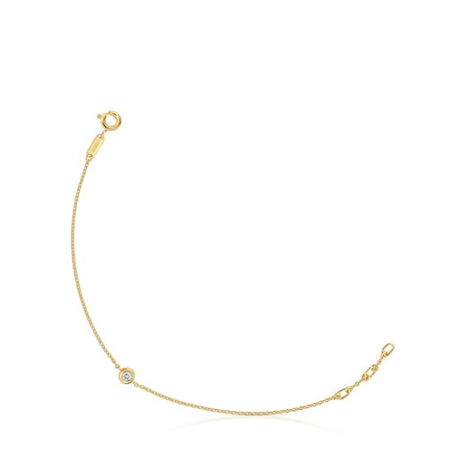 Pulsera cadena con baño de oro 18 kt sobre plata y diamante creado en laboratorio Line LGD