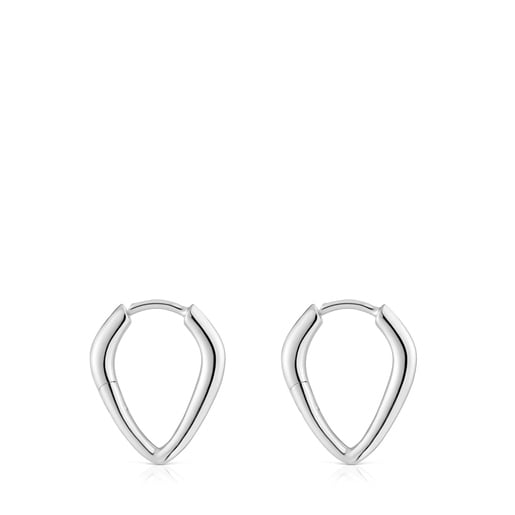 Short silver pointed Hoop earrings Basics