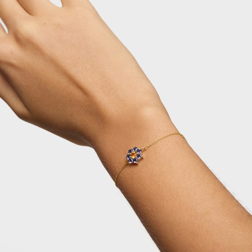 Gold Chain bracelet with gemstones Daisy