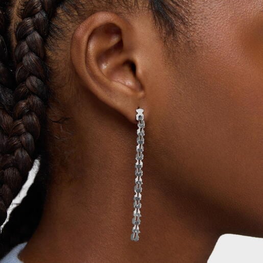 Pendientes largos de acero con motivos oso Carrusel