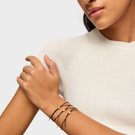 Pulsera corazón de oro 14 kt y caucho Bold Motif