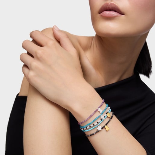 Pulsera elástica con magnesia azul y estrella de plata TOUS Motivos