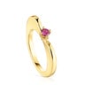 Anillo grande corazón con baño de oro 18 kt sobre plata y rodolita My Other Half