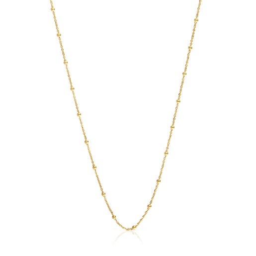 Stříbrný obojkový náhrdelník pozlacený 18karátovým zlatem se střídajícími se kuličkami, o délce 60 cm, z kolekce TOUS Basics