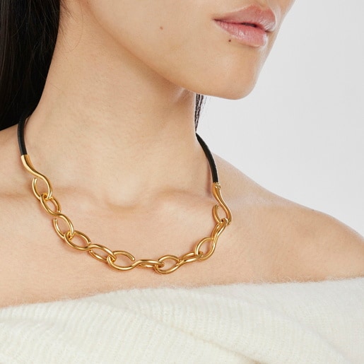 عِقد Bent من فيرميل الفضة والجلد