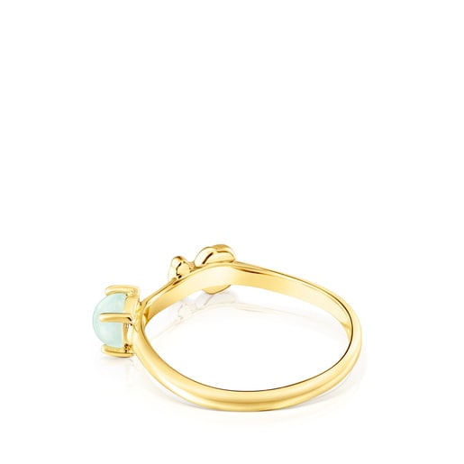 Anell Fragile Nature amb bany d'or 18 kt sobre plata i amazonita