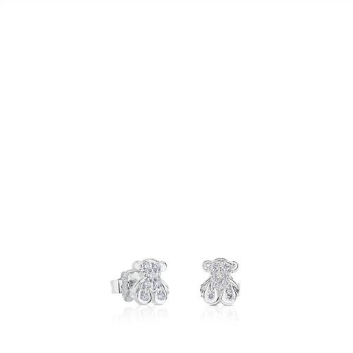 White Gold TOUS Bear Earrings with Diamonds Bear motif