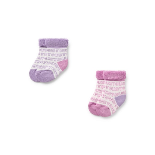 Conjunto de 2 pares de peúgas de bebé SSocks cor-de-rosa