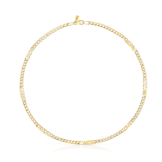 Collana dell'amore con placcatura in oro 18 kt su cruciverba TOUS in argento