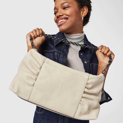 Большая бежевая сумка-кроссбоди TOUS Empire