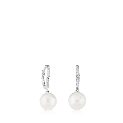 White gold TOUS Pearl Earrings with Diamond